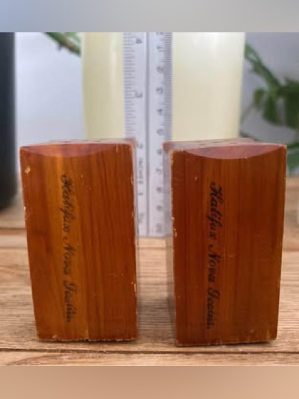 Vintage Halifax Nova Scotia Wooden Salt & Pepper Shakers Souvenir Rustic
